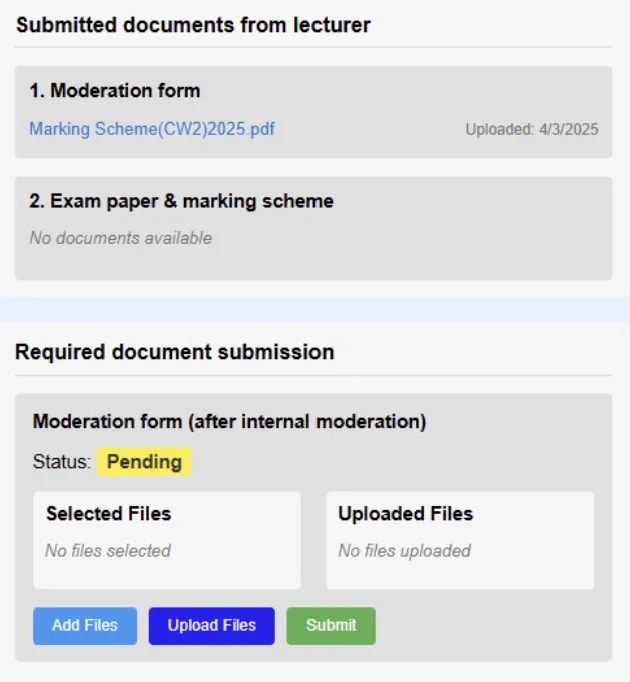 Exam Document Management screen 3